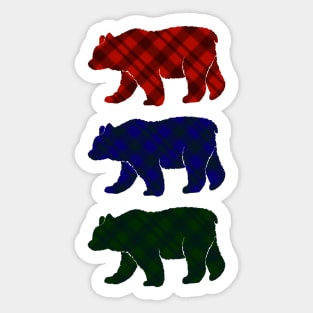 Three Plaid Bears Sticker